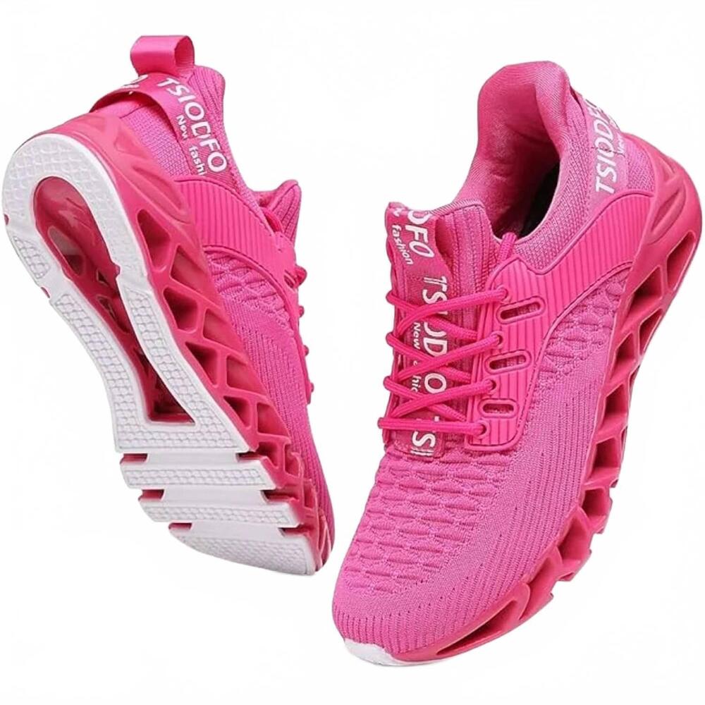 NEW TSIODFO women's lace up sport running walking athletic shoes in hot pink